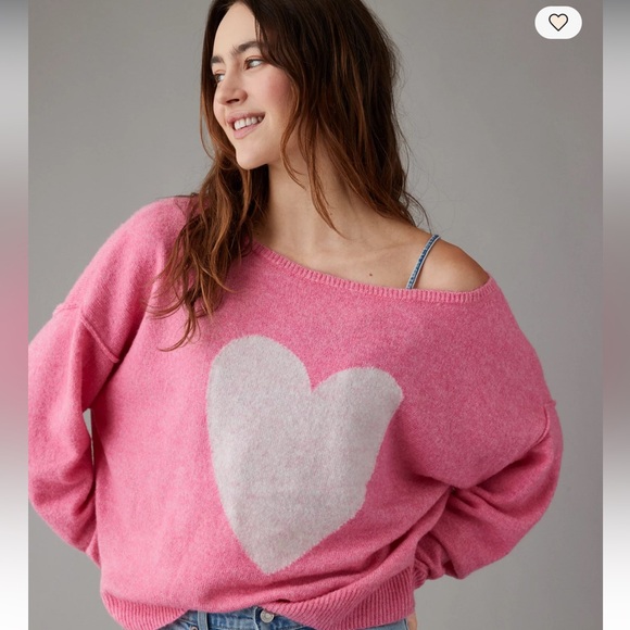 AE Whoa So Soft Ballet-Neck Sweater- White HEART - Picture 5 of 8